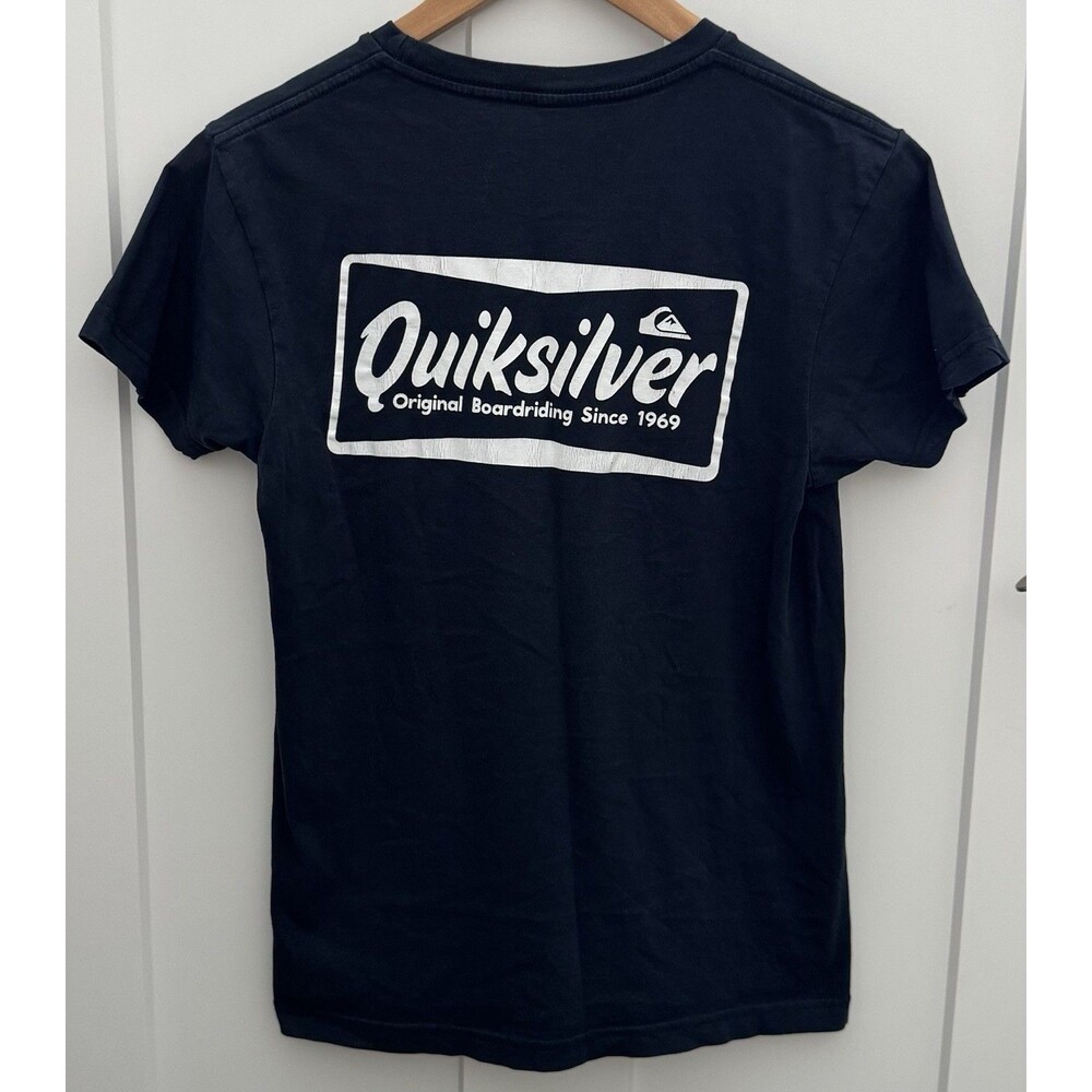Quiksilver Boys Small (10) Navy Logo T-Shirt (Back shown in Main Pic)